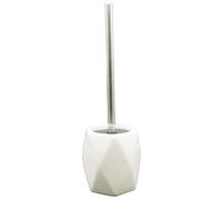 Evideco Escobilla/escobillero con relieve de diamante hecho en gres blanco, Piedra, Ø11x37 cm