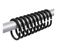 EVIDECO Ganchos de plástico para Cortina de Ducha, 12 Unidades, Color Negro, 100% Duradero, PS/PP, Altura 2.36 Pulgadas, Longitud 1.57, diámetro 0.3 Pulgadas