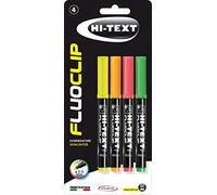 Evidenziatore FLUOCLIP 7000 Hi-Text, punta scalpello - Blister 4 pezzi in 4 colori fluo differenti