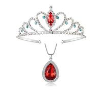 Evie Descendants 2 corona de piedra roja Tiara y colgante rojo collar Evie disfraz de Navidad Halloween para niños