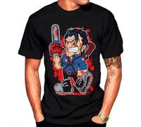 Evil Dead Ash Williams Chibi Chainsaw Graphic T-Shirt Black XL