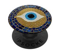 Evil Eye Gold Blue Color Mosaico Protección de Lujo PopSockets PopGrip Adhesivo