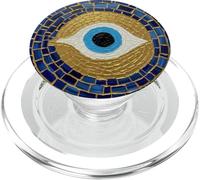 Evil Eye Gold Blue Color Mosaico Protección de Lujo PopSockets PopGrip para MagSafe