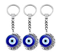 Evil Eye Keychain | 3 Pieces Blue Eye Luck Protection Ornaments - Double Side Rotating Keychain Charm,for Students Teacher Women Girls Kids Birthday Holiday