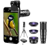 Evil Eye Kit de Lentes Teleobjetivo 4 en 1 con 22X, Ojo de Pez de 205°& Gran Angular de 120° + Clip Universal para iPhone/Samsung/Android, Entusiastas de Viajes, Vlogging & Fotografía