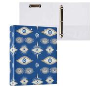 Evil Eye Magic Blue - Carpeta de 1 y 1/2 pulgadas, tres anillos con cubierta de bolsillo, paquetes de 1/2 carpetas surtidas, 200 hojas