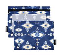 Evil Eye Magic - Estuche de bolsillo azul para anillos, carpetas con 3 anillos para suministros de papelería para estudiantes