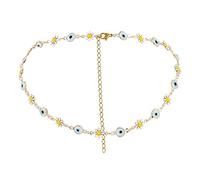 Evil Eye Necklace Women Unique Daisy Flower Clavicle Chain Choker Protection Elegant Neck Jewelry for Birthday Valentine Day and Special Occasions