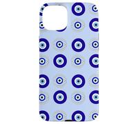 Evil Eye Turkish Arabesque Eyeball Pattern Pastel Blue Carcasa para iPhone 15 Plus