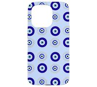 Evil Eye Turkish Arabesque Eyeball Pattern Pastel Blue Carcasa para iPhone 15 Pro