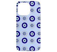 Evil Eye Turkish Arabesque Eyeball Pattern Pastel Blue Carcasa para iPhone 15 Pro Max