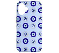 Evil Eye Turkish Arabesque Eyeball Pattern Pastel Blue Carcasa para iPhone 16