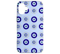 Evil Eye Turkish Arabesque Eyeball Pattern Pastel Blue Carcasa para iPhone 16 Plus