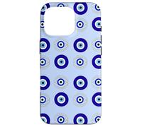 Evil Eye Turkish Arabesque Eyeball Pattern Pastel Blue Carcasa para iPhone 16 Pro