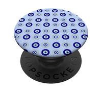 Evil Eye Turkish Arabesque Eyeball Pattern Pastel Blue PopSockets PopGrip Adhesivo