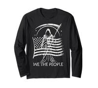 Evil Grim Reaper Death USA Flag We The People Angustied Manga Larga
