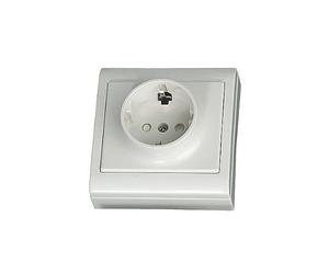 Evila - Base superficie shucko 2 polos+toma tierra lateral 80x80 blanco