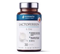 EVIMERIA Pura Lactoferrina fuerte con Zinc | Refuerza el Sistema Inmune | Suplementos de Defensa Inmune | Antioxidante Natural | Cápsulas plus 200 mg | Tratamiento de un mes | Made in Italy