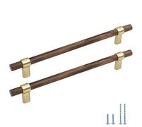 Evionlin 2 tiradores de madera de nogal dorado de madera de nogal largo cilíndrico de madera de nogal madera de zinc para puerta de clóset de cocina
