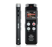 EVISTR Grabadora de voz digital L357 - Grabadora activada por voz de 64 GB con reproducción y reproductor de MP3 - Dictáfono recargable con contraseña de reducción de ruido para conferencias y