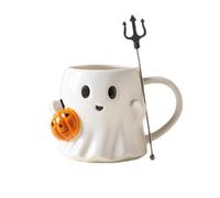 EVIYI Taza de café de cerámica con cara de fantasma de Halloween, bonita taza de calabaza fantasma, 600 ml (A)