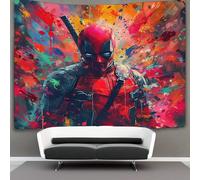 EVMILA Tapiz 3D Marvel Deadpool Decoración Hogar Póster Arte Colgante Poliéster Suave Niños Dormitorio Sala 150cmx200cm