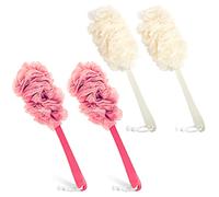 Evmliy - Paquete de 4 esponjas exfoliantes para la ducha, con esponja de lufa en un palo, para uso en la espalda, accesorios de baño, cepillos corporales