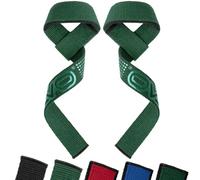EVO Fitness Correas de Levantamiento de Pesas Straps Gym Agarre Gimnasio Powerlifting Peso Muerto Culturismo Gel Acolchado Muñequera Gym Accesorios Fitness Lifting Straps Mujer Y Hombre (Todo Verde)