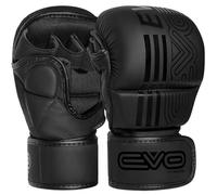 EVO Fitness Guantes MMA Hombres Mujeres Cuero Sparring Karate Grappling Muay Thai Guantes Entrenamiento De Artes Marciales UFC De Lucha En Jaula Boxeo Combat Deportes (Negro, M)