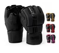 EVO Fitness Guantes MMA Negros Mate Guantes de Artes Marciales Guarnición de Combate Hombres Muay Thai Cage Lucha Boxeo Deportes de Combate Mujeres Rosa UFC Punching Bag Entrenamiento (Negro, L)