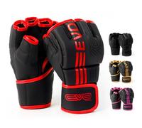 EVO Fitness Guantes MMA Negros Mate Guantes de Artes Marciales Guarnición de Combate Hombres Muay Thai Cage Lucha Boxeo Deportes de Combate Mujeres Rosa UFC Punching Bag Entrenamiento (Rojo, M)