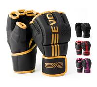 EVO Fitness Guantes MMA Negros Mate Guantes de Artes Marciales Guarnición de Combate Hombres Muay Thai Cage Lucha Boxeo Deportes de Combate Mujeres Rosa UFC Punching Bag Entrenamiento (Dorado, M)
