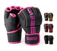 EVO Fitness Guantes MMA Negros Mate Guantes de Artes Marciales Guarnición de Combate Hombres Muay Thai Cage Lucha Boxeo Deportes de Combate Mujeres Rosa UFC Punching Bag Entrenamiento (Rosa, M)