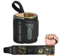 EVO Fitness Muñequeras Gym Color Negro Muñequeras Crossfit Bucle Para El Pulgar Levantamiento De Pesas Culturismo Fuerza Muñequera Gimnasio Entrenamiento Muñequera Gym (Camuflaje Verde)