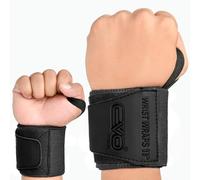 EVO Fitness Muñequeras Gym Color Negro Muñequeras Crossfit Bucle Para El Pulgar Levantamiento De Pesas Culturismo Fuerza Muñequera Gimnasio Entrenamiento Muñequera Gym (Negro)