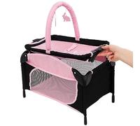 EVO Joie Junior Sleep & Dream - Cuna de viaje en color rosa y negro, cambiador desmontable y barra de juegos, cuna ligera de viaje para niños a partir de 3 años.