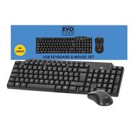 Evo Labs CM-501UK - Juego de teclado y mouse multimedia con cable USB y Pla