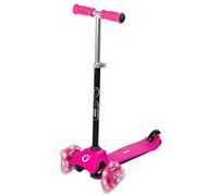 EVO Light Up Mini Scooter con Ruedas Iluminadas para Niños | Patinete de 3 Ruedas con Asas de Altura Ajustable para 2 Años (Rosa)