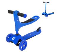 EVO Patinete Cruiser 3 en 1 | Altura del mango ajustable | Diseño intercambiable de 3 etapas | sentado en 2 ruedas | Primer patinete ideal para niños de 1 a 7 años (azul)