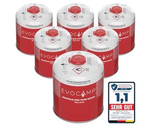 EVOCAMP 6X cartucho de gas Propano Butano 450g, cartucho de rosca europea 7/16", botellas de gas para camping 809ml, bombona de gas, puede utilizarse para barbacoas Weber de la serie Q100/1200
