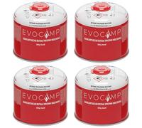 EVOCAMP Cartuchos de Gas Propano Butano 300g, válvula de Rosca Eurogewinde 7/16", Cartuchos de válvula 539ml con Cierre de Seguridad automático (4X)