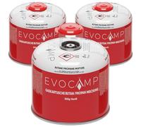 EVOCAMP Cartuchos de Gas Propano Butano 300g, válvula de Rosca Eurogewinde 7/16", Cartuchos de válvula 539ml con Cierre de Seguridad automático (3X)