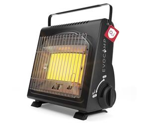EVOCAMP mini calefactor de gas butano, calefactor portátil para camping de 1,7 kW, calefacción de gas de cerámica para uso en exteriores con sensor de agotamiento de oxígeno (ODS)