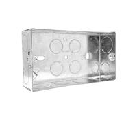 Evoges Caja trasera de metal doble, 35 mm, 2 bandas, 1,0 mm de grosor para interruptores eléctricos, estándar BS4662, 20 mm y 25 mm, lengüeta ajustable, terminal de latón (1)