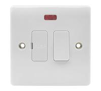 EVOGES Unidad de conexión fusionada conmutada Vector 13A con indicador de neón, blanco, interruptor de espuela FCU del Reino Unido, tapas de rosca incluidas