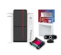 Evolis Primacy 2 Impresora de tarjetas de identificación de una sola cara y paquete completo de suministros con software Bodno Bronze Edition ID