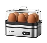 Evoloop - Olla Eléctrica para 6 Huevos, Cocción Rápida, Suave, Mediana, Hervida, Cazador Furtivo con Apagado Automático, Sin BPA
