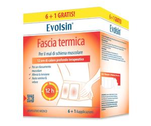 Evolsin - Cinturón térmico con parches de calor para dolores musculares de espalda - 12 horas de calor terapéutico en profundidad para relajar los músculos - listo para usar (6 + 1 aplicaciones)