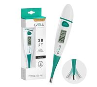 Evolu Termómetro digital - Mide la temperatura oral, rectal o axilar en 10 segundos - Punta flexible - Para bebés, niños, adultos - Exactitud hasta 0,1°C Pantalla de fácil lectura con funda