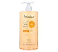 EVOLUDERM - Gel Cuerpo Limpiador Brillo Vitamina C - 1000 ml - 97% de Origen Natural - Vegano - Fabricación Francesa